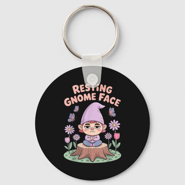 Porte-clés Resting Gnome Face Cute Funny Christmas Kawaii Car (Recto)