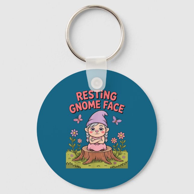 Porte-clés Resting Gnome Face Cute Funny Christmas Kawaii Car (Recto)