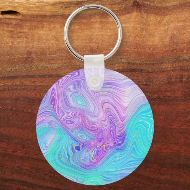 Porte-clés Résumé Abstrait Aqua Violet (Recto)