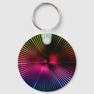 Porte-clés Résumé Abstrait en Éclatement Radial Arc-en-Ciel