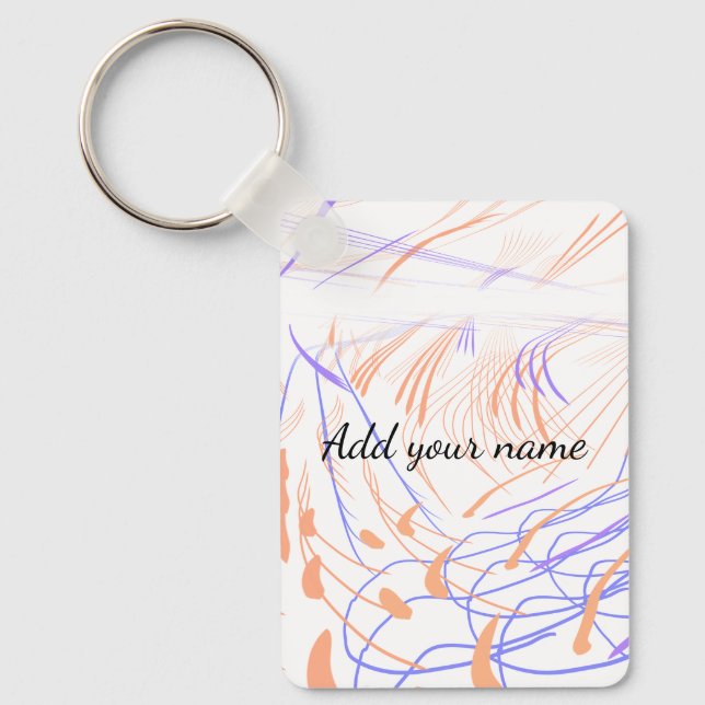 Porte-clés Résumé aquarelle orange violet ajouter nom texte t (Recto)