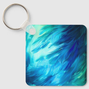 Porte-clés Résumé de plume bleu-vert