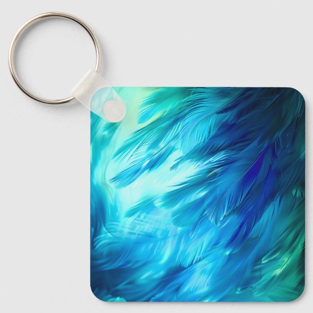Porte-clés Résumé de plume bleu-vert (Recto)