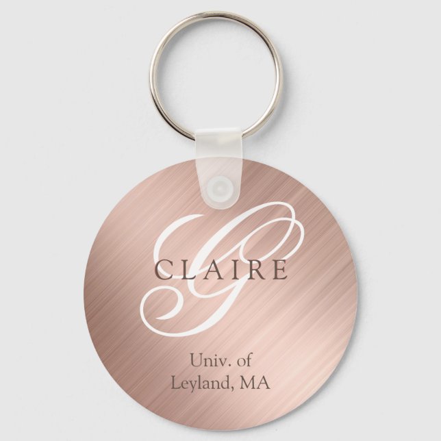 Porte-clés Retour au lycée monogramme rose (Recto)