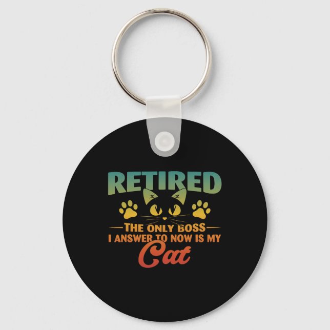 Porte-clés Retraité Chat Funny Retraite 2024 Décoration Homme (Recto)