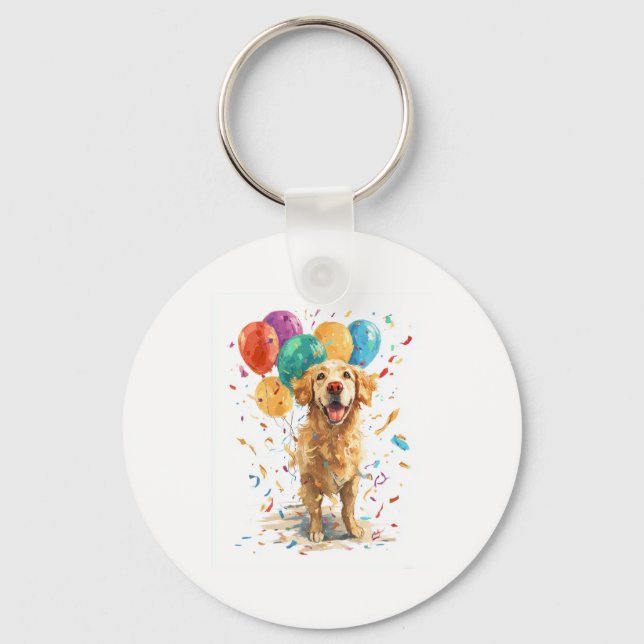 Porte-clés Retriever Clown � Chien de Cirque avec Ballons (Recto)