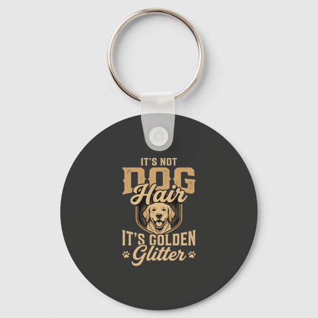 Porte-clés Retriever doré drôle cheveux paillettes (Recto)