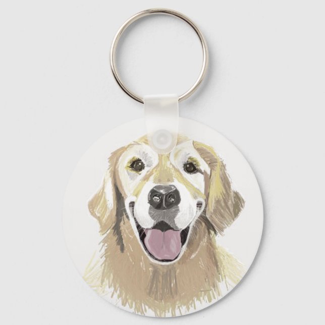 Porte-clés Retriever doré riant (Recto)