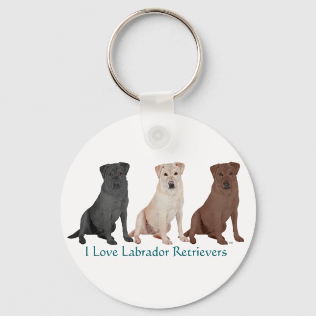 Porte-clés Retrievers du Labrador - 3 Couleurs à aimer (Recto)