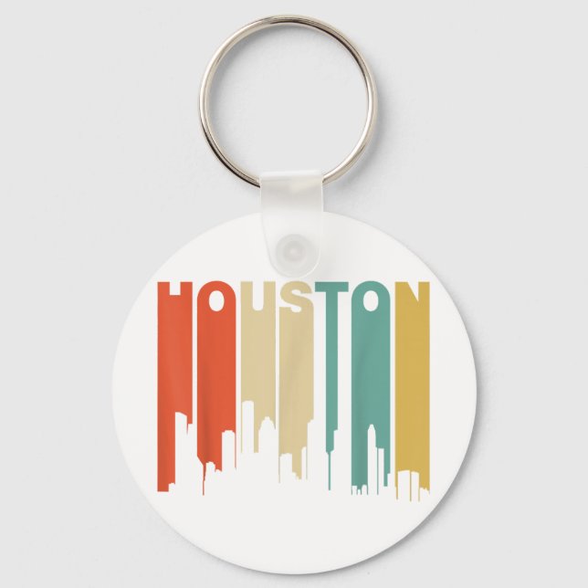 Porte-clés Retro 1970's Style Houston Texas Skyline  (Recto)