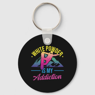 Porte-clés Retro 90s 80s Snowboard Poudre blanche est mon add
