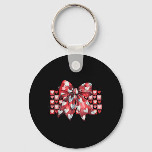 Porte-clés Retro À damiers Coquette Coeur Coeur Rouge Bow Val