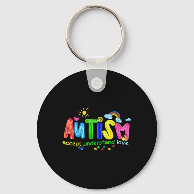 Porte-clés Rétro Autism Accepter Comprendre Aimer Être (Recto)