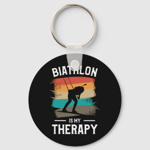 Porte-clés Retro Biathlon est ma thérapie Biathlète