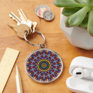 Porte-clés Rétro Boho Chic Bohème Hippie Rosette Mandala