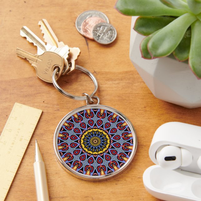 Porte-clés Rétro Boho Chic Bohème Hippie Rosette Mandala (Bureau)