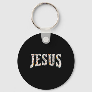 Porte-clés Rétro Boho Fleur Sauvage Jésus Dieu Foi Religieuse