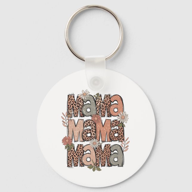 Porte-clés Retro Boho "Mama" Floral Porte - clé (Recto)