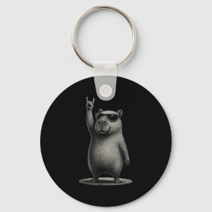 Porte-clés Retro Capybara Rock Music Cadeau Hommes Enfants Fe