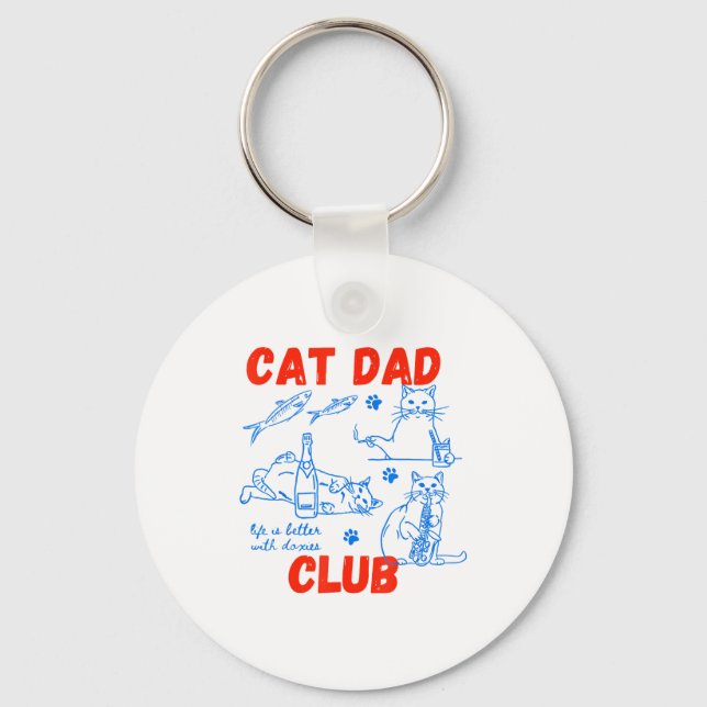 Porte-clés Retro Cat Dad Club Life Is Better With Cats Funny  (Recto)