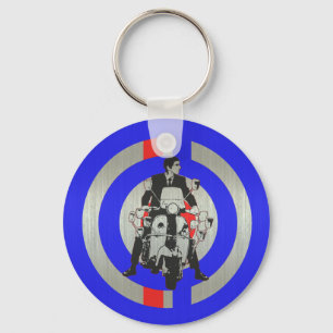 Porte-clés Rétro cavalier de scooter de mod métallique
