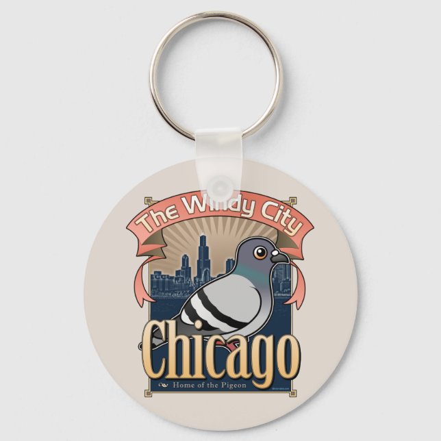 Porte-clés Retro Chicago Pigeon (Recto)