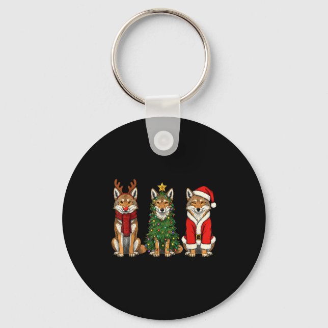 Porte-clés Retro Christmas Coyote Santa Reindeer  (Recto)