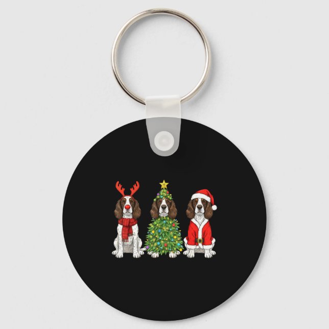 Porte-clés Retro Christmas English Springer Spaniel Santa Rei (Recto)