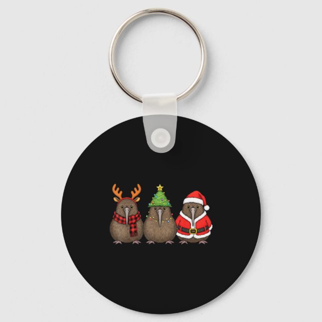 Porte-clés Retro Christmas Kiwi Bird Santa Reindeer  (Recto)