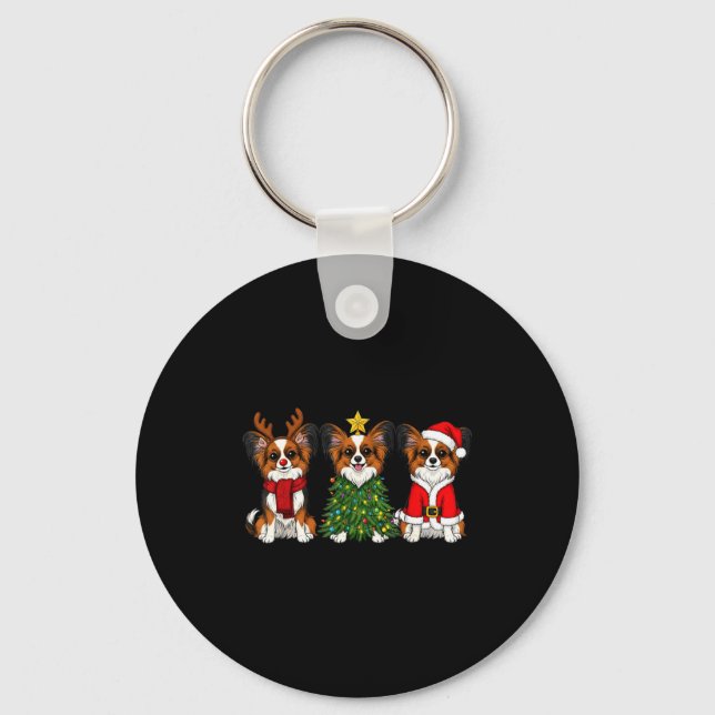 Porte-clés Retro Christmas Pallon Dog Lover Santa Reindeer  (Recto)