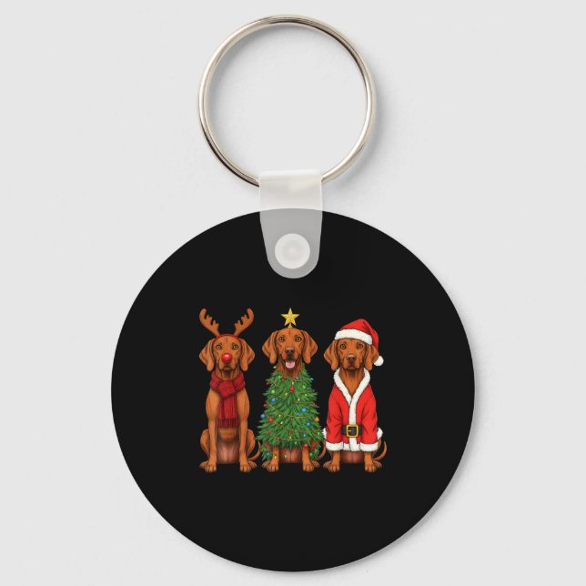 Porte-clés Retro Christmas Vizsla Santa Reindeer Dog Lover  (Recto)