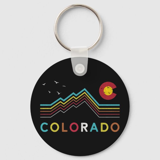 Porte-clés Retro Colorado Drapeau Rocky Mountain Souvenir (Recto)