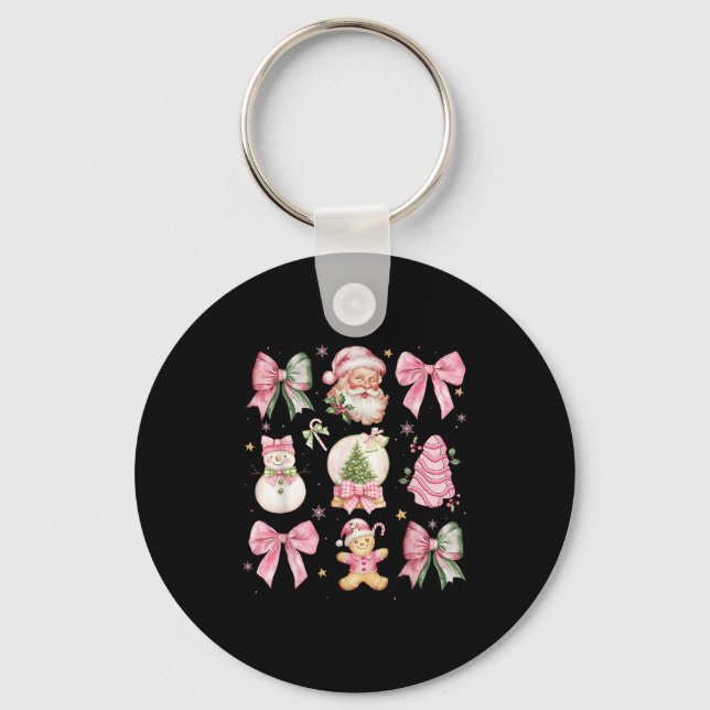 Porte-clés Retro Coquette Bow Nk Christmas Tree Snowman Xmas  (Recto)