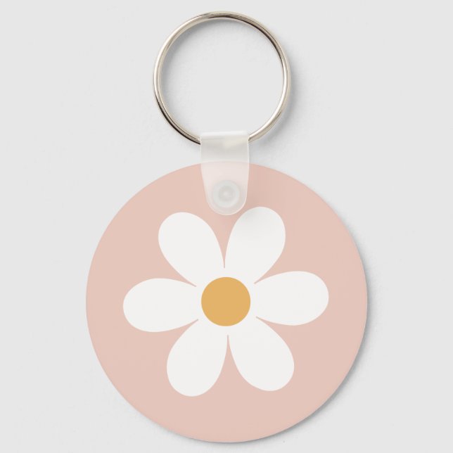 Porte-clés Retro daisy pink boho (Recto)