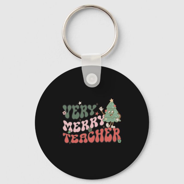 Porte-clés Retro enseignant Noël Très Joyeux enseignant (Recto)