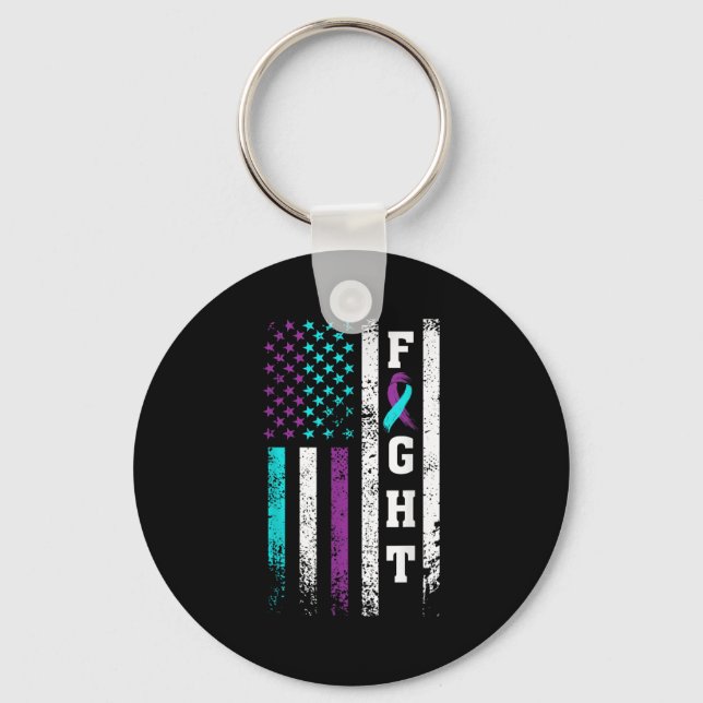 Porte-clés Retro Fight Suicide Prevention Awareness Us Flag  (Recto)