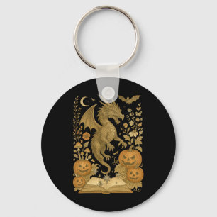 Porte-clés Retro Floral Dragon Livre Citrouille Lecture Éffra
