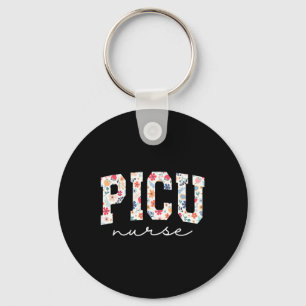 Porte-clés Retro Floral Picu Infirmière Fleur Pédiatrique Icu