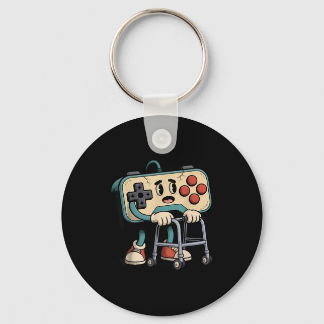 Porte-clés Retro Funny Old Gamer 80s 90s Clic Video Game Humo (Recto)