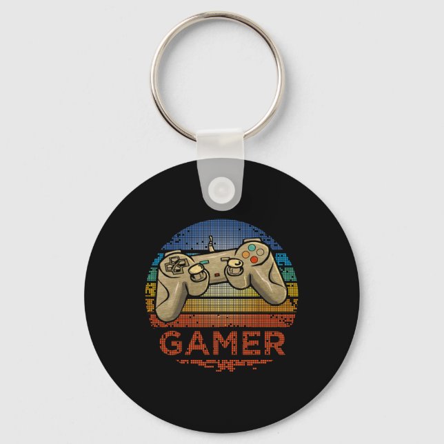 Porte-clés Retro Gamer Video Game Player Boys Girls Teen Kids (Recto)