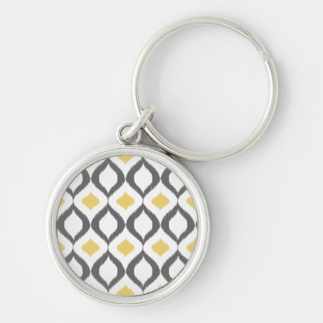 Porte-clés Retro Geometric Ikat Yellow Gray Pattern (Devant)