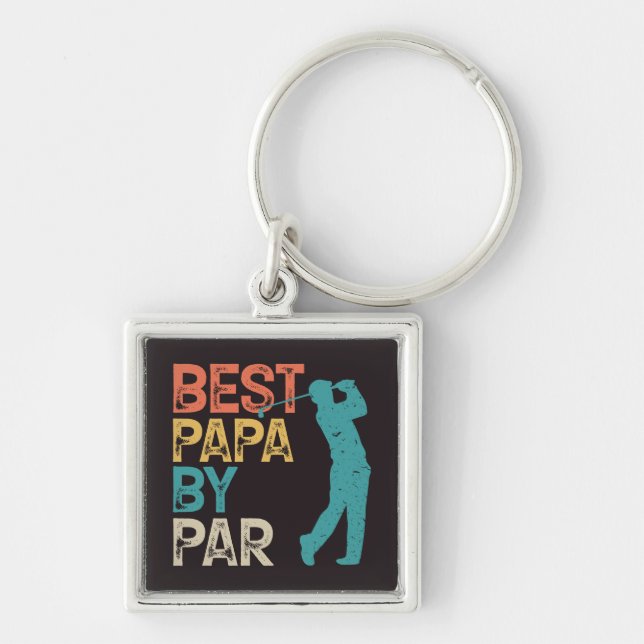 Porte-clés Retro Golfer - Best Papa By Par (Devant)