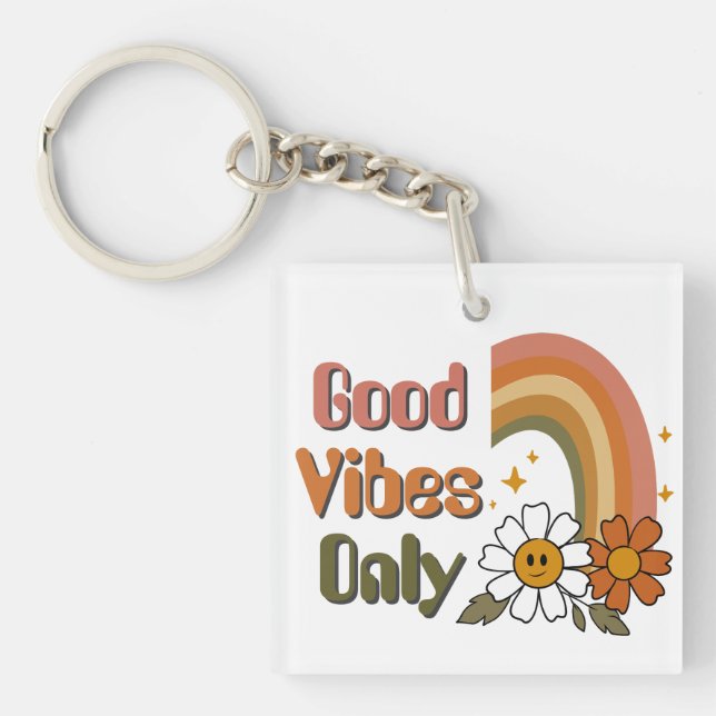 Porte-clés Rétro Good Vibes Only (Devant)
