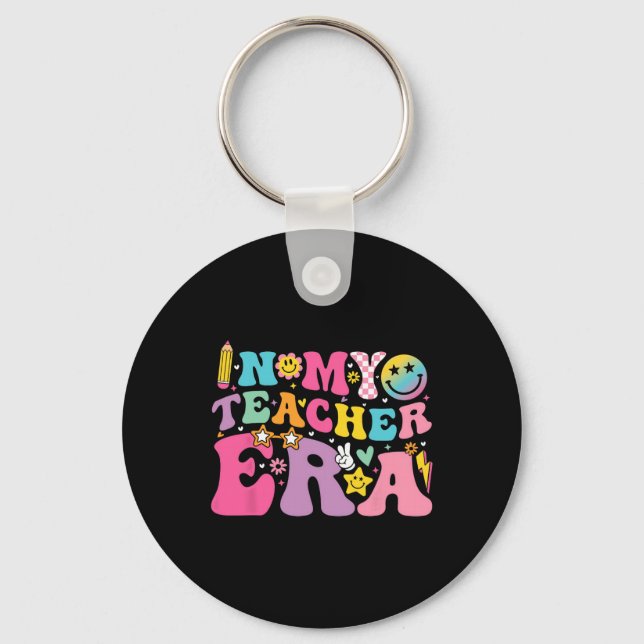 Porte-clés Rétro Groovy Dans Mon Ère D'Enseignement Meilleure (Recto)