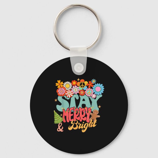 Porte-clés Retro Groovy Peace Stay Christmas Merry Bright Hip (Recto)
