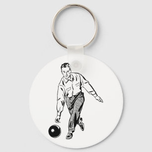 Porte-clés Rétro homme vintage noir et du blanc Dix de Pin d