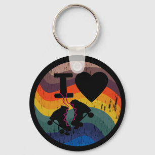 Porte-clés Retro I Love Roller Ski Revêtu