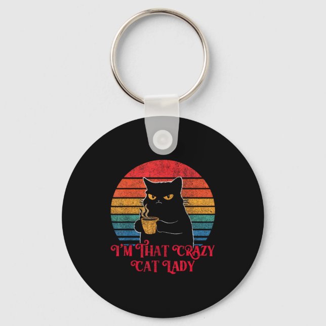Porte-clés Retro I'm That Crazy Cat Lady Cat Lover Quote Funn (Recto)