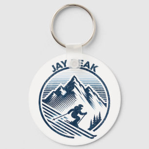 Porte-clés Retro jay peak vermont ski skieur bleu vintage