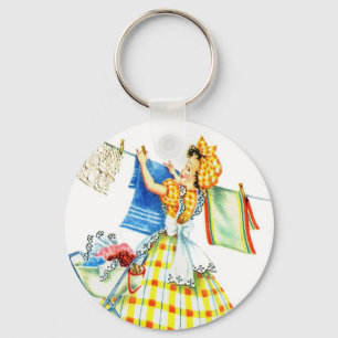 Porte-clés Rétro jour vintage de blanchisserie de kitsch de